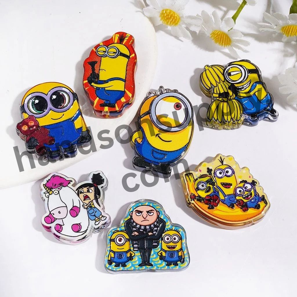 Cheerful Banana Character Theme Semi-Clear Acrylic Beads, Random Mix