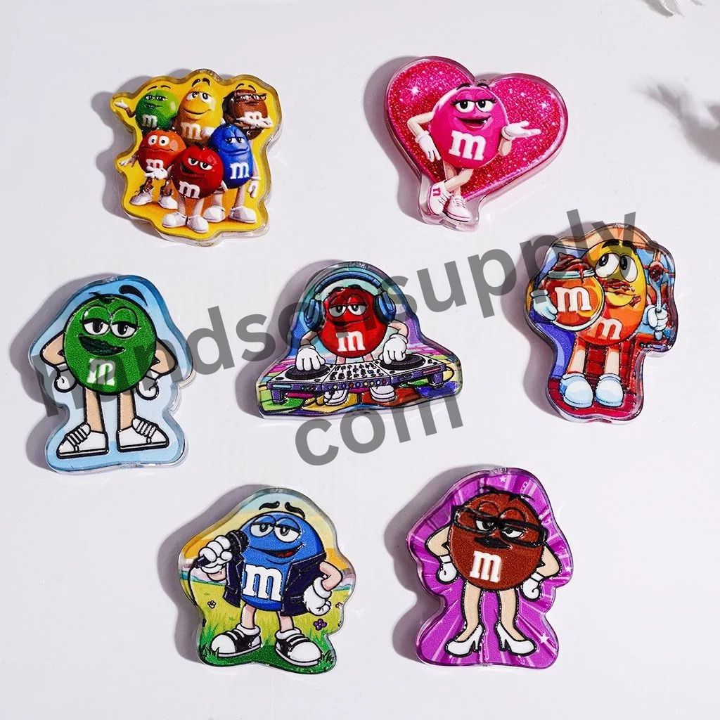 Playful Candy Chip in Assorted Design Semi-Clear Acrylic Beads, Multi-Color Random Mix