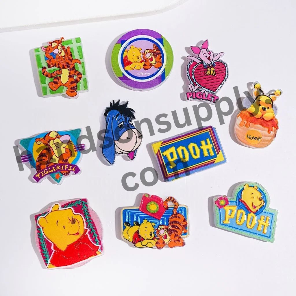 Playful Classic Cartoon Tiger, Bear, Horse & Pig Character Series Acrylic Beads, Random Mix