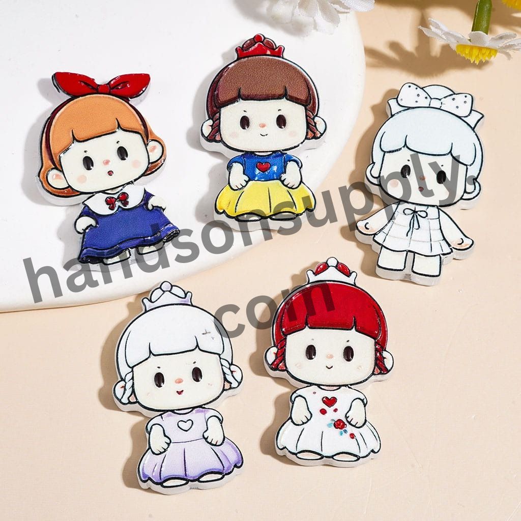 Cute Mini Princess Girl Character Series, Acrylic Beads, Various Styles, Random Mix