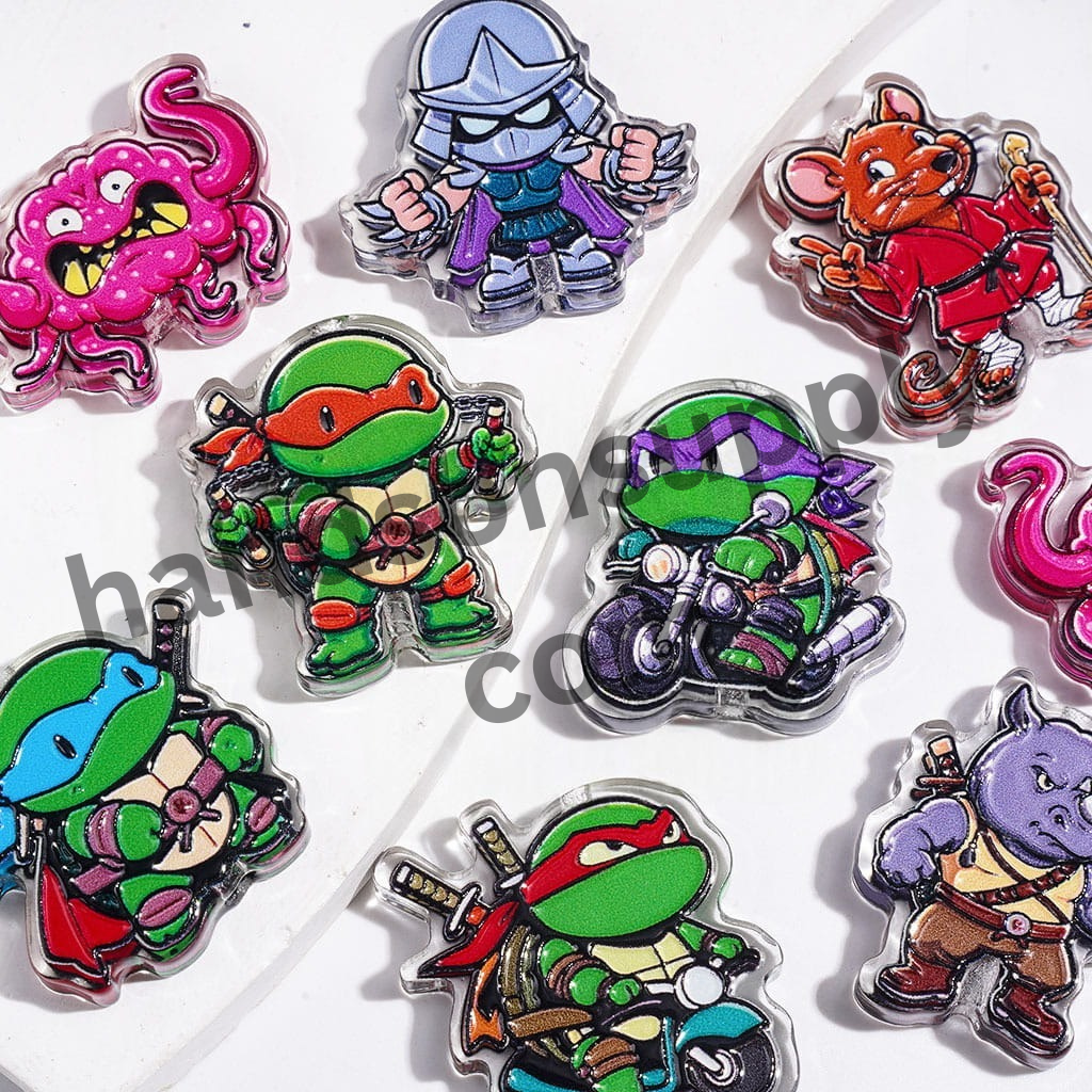 Green Tortoise Character with Eye Mask & Knee Pads Acrylic Beads, Random Mix