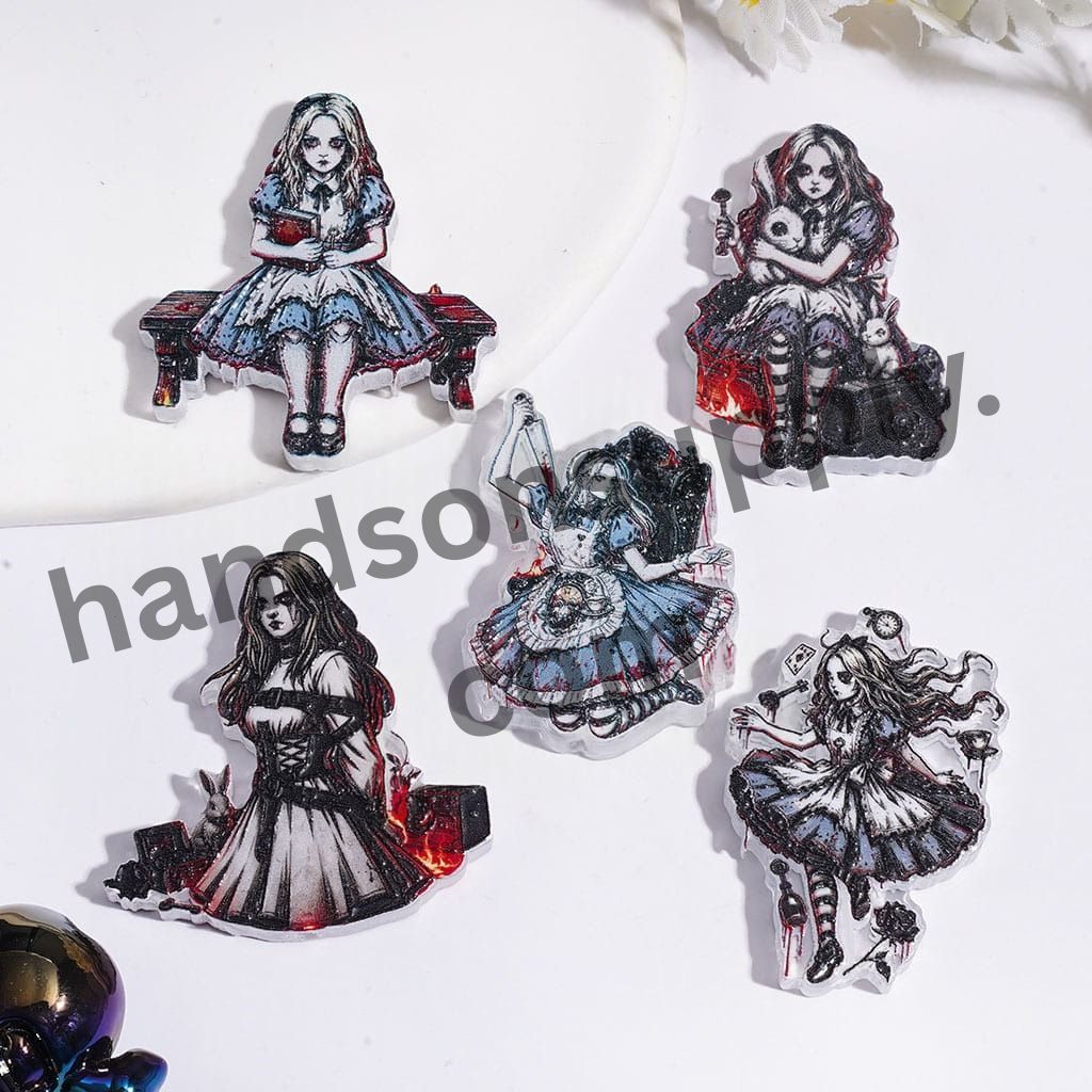 Dark Fantasy Horror Girl Acrylic Beads for Pendants Various Shapes Random Mix