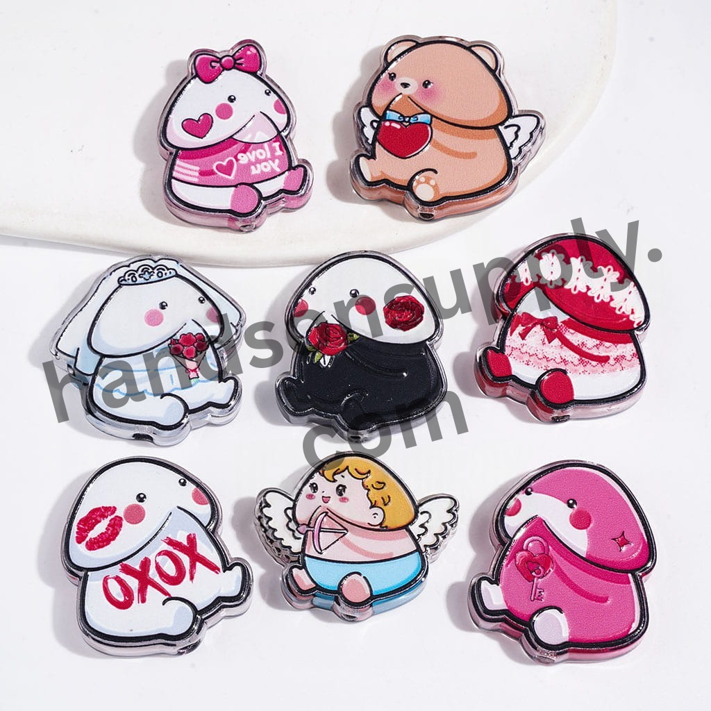 Valentine’s Day Romantic Man Character Series Acrylic Beads, Random Mix