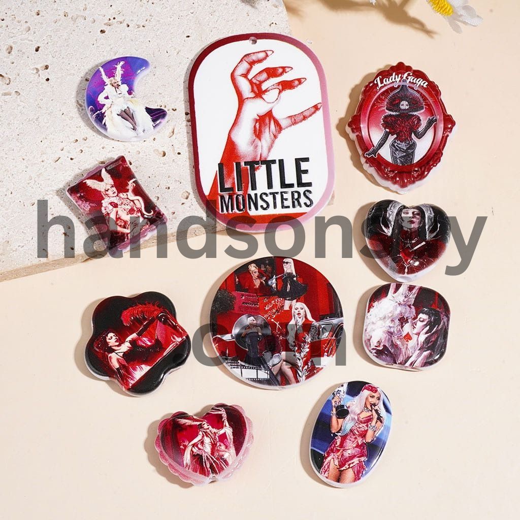 Pop Star American Singer in Red Series Acrylic Beads for Pendants Various Shapes Random Mix