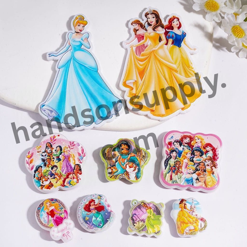 Cute Disney Classic Pretty Princess Character Series Acrylic Beads and Pendants, Assorted Designs, Random Mix