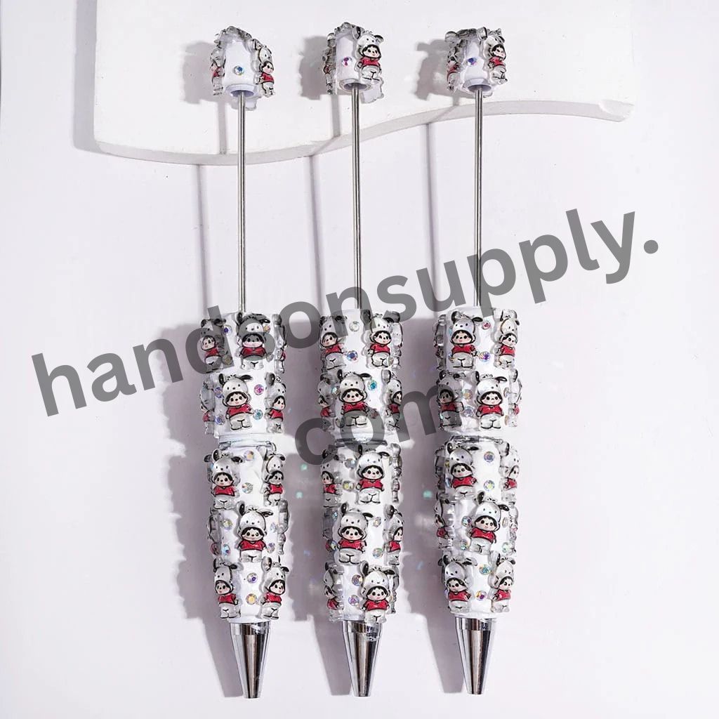 Playful Monkey Doll in Red Outfit & Dog Hat with Sparkling AB Rhinestone Beadable Clay Pens
