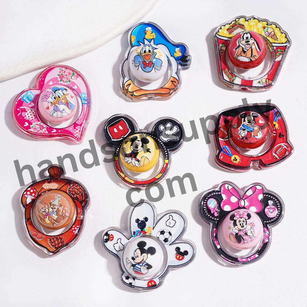 Semi-Clear Acrylic Beads with Animated Animal Prints, Assorted Styles, Random Mix