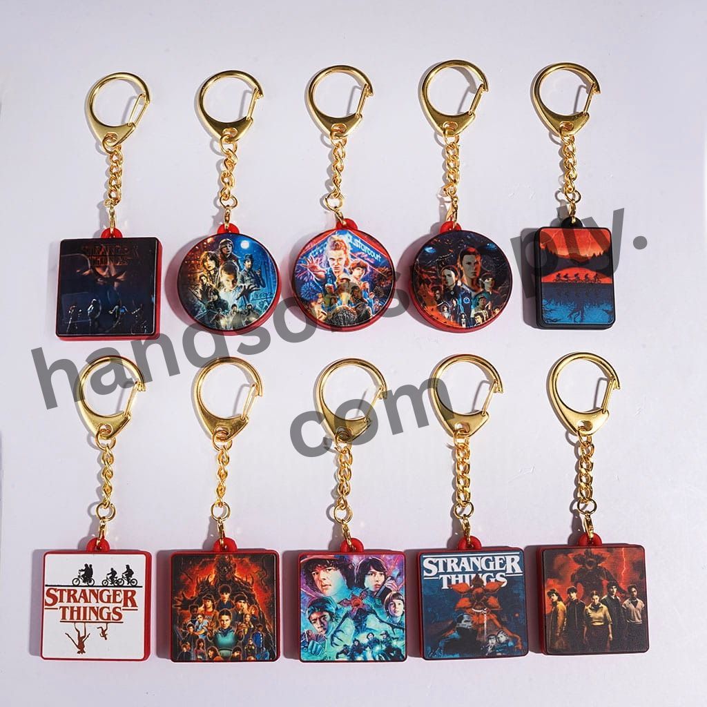 Cute Strange World Character Series Metal Keychains with Lobster Clasp & Silicone Charm Pendants, Variant Designs, Random Mix