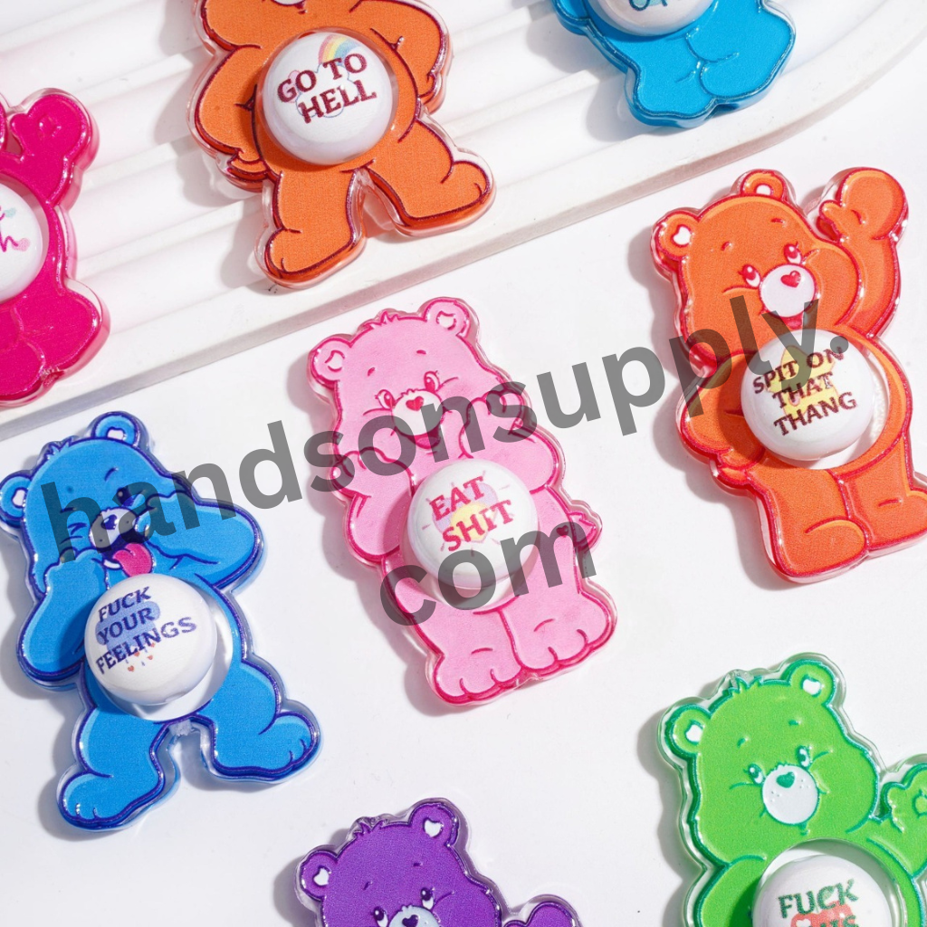 Hollow Rainbow Bear and Round Acrylic Beads, Semi-Clear, Assorted Styles, Random Mix