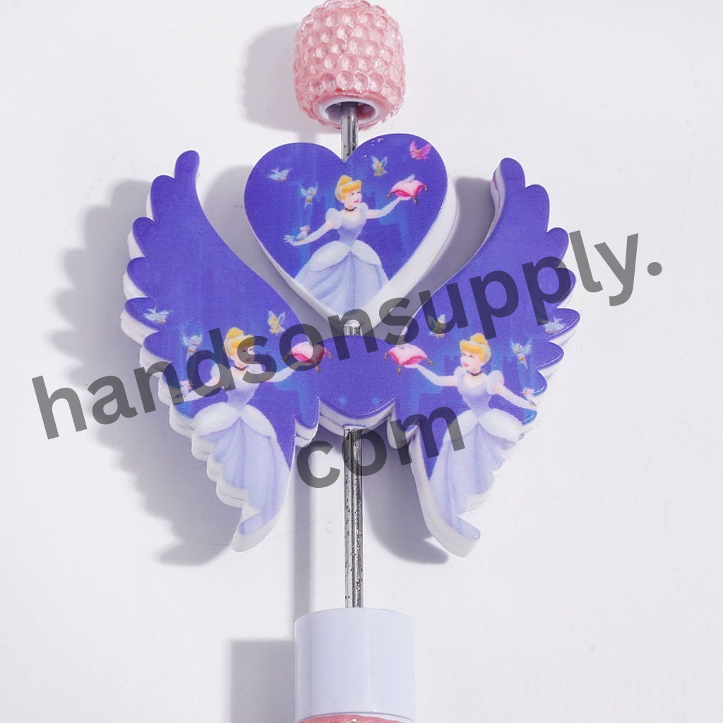 Princess and Elf Silicone Focal Beads with Heart and Wings, 40*46MM