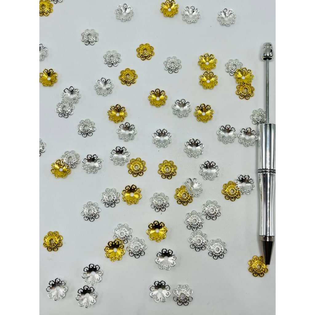 Gold and Silver Colors Metal Bead Caps, Spacers, 12mm, ZJ