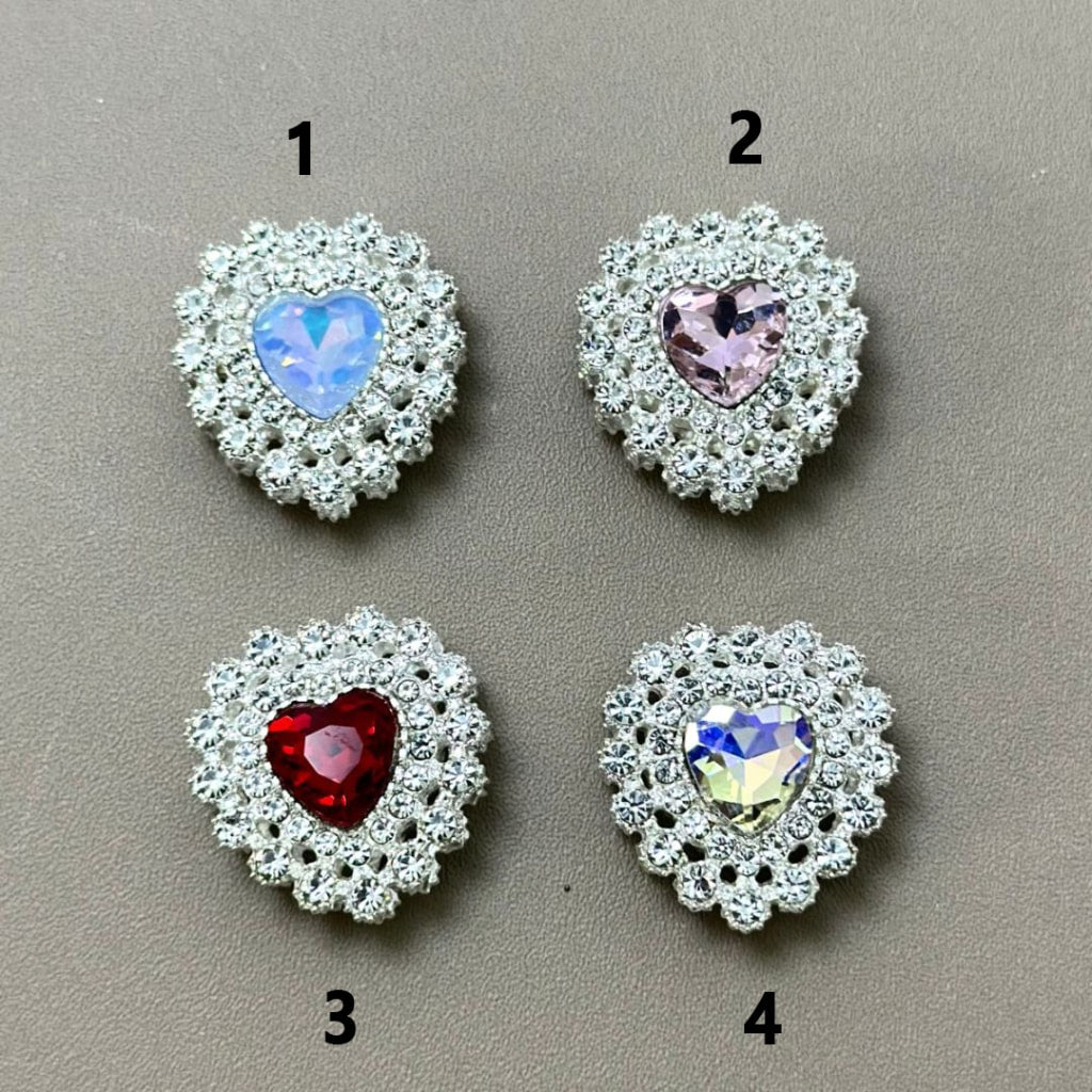 Clear Mini Rhinestones Heart Diamond with Delicate Silver Alloy Heart, Around 25*24MM, Please Read the Description