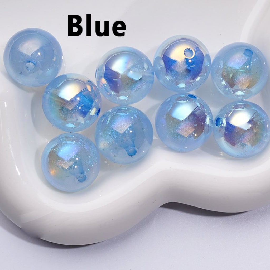 Round Acrylic Beads with UV Coating and Luminous Glitter Galaxy Finish 20MM