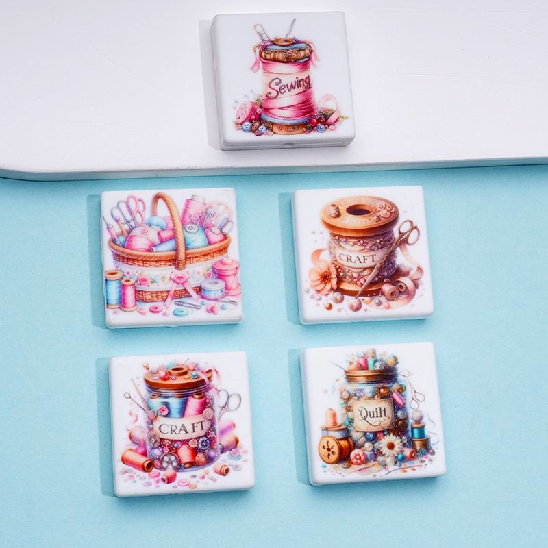 Craft Quilt Sewing Series Silicone Focal Beads, Random Mix