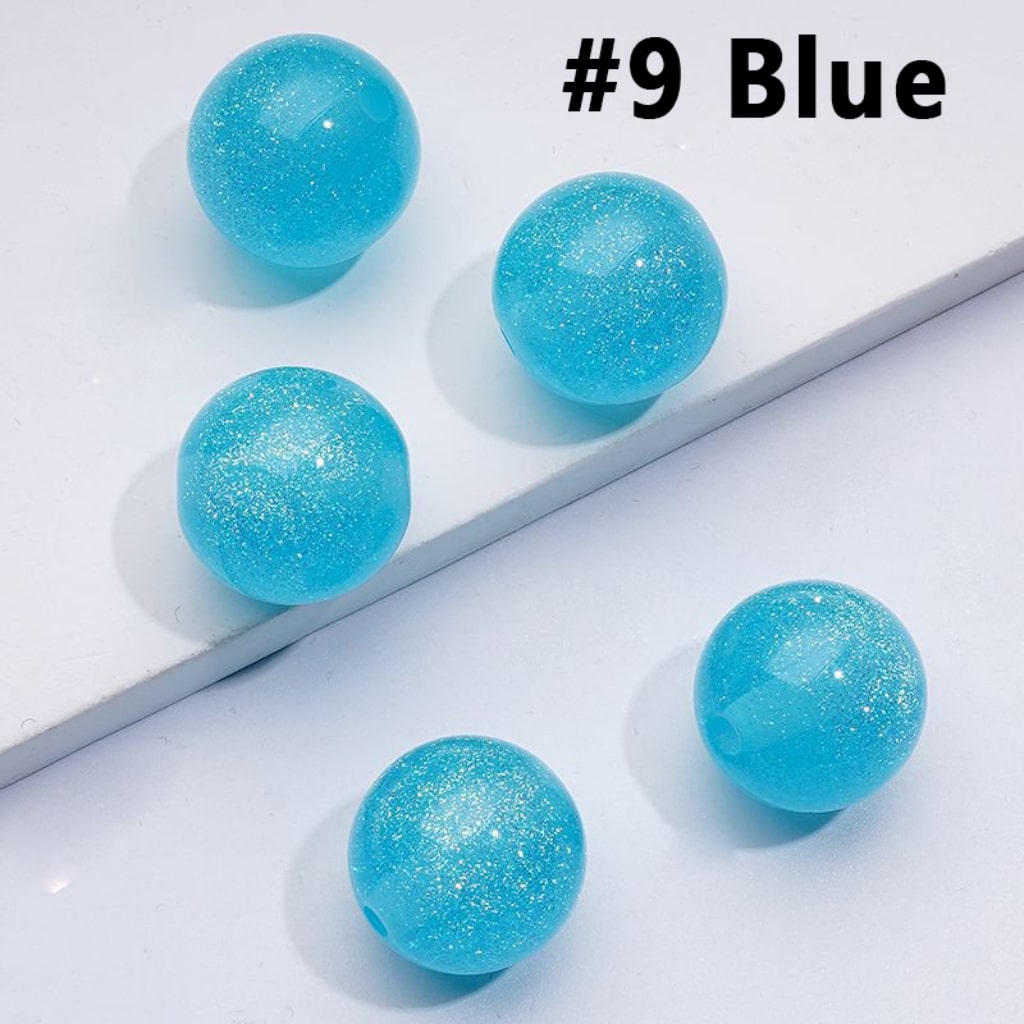 Glitter Colorful Shiny Glossy Round Acrylic Beads, 16MM