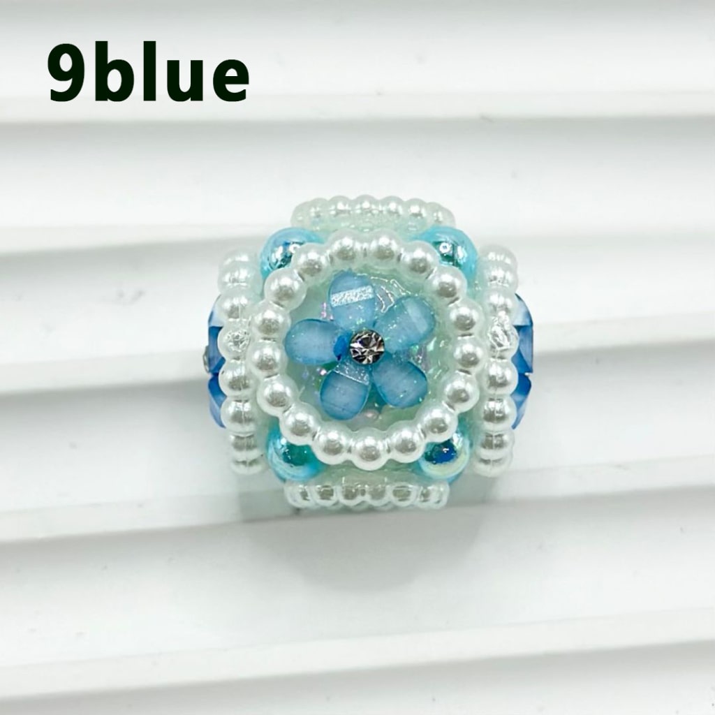Cute Flowers Clear Rhinestone Inside Bling Bling MiniWhite Pearls Ring Loop Round Acrylic Beads, 20MM