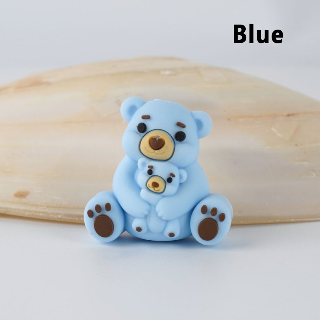 Cute Bear 3D Vivid Mom Baby Silicone Focal Beads