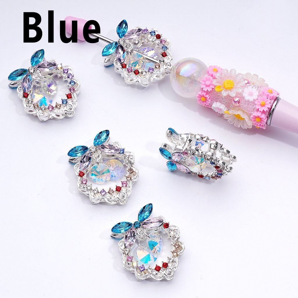 Sparkling Silver Alloy Garland Wreath – Bowknot Beads with Vibrant Rhinestone Pendants