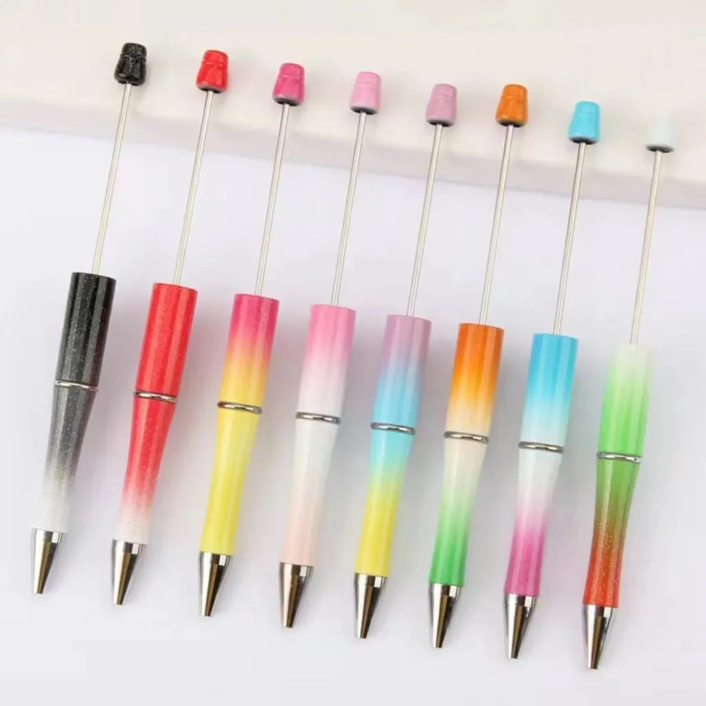 Colorful Plastic Beaded Pens in Solid, Ombre Gradient, and Neon Shades, READ THE DESCRIPTION
