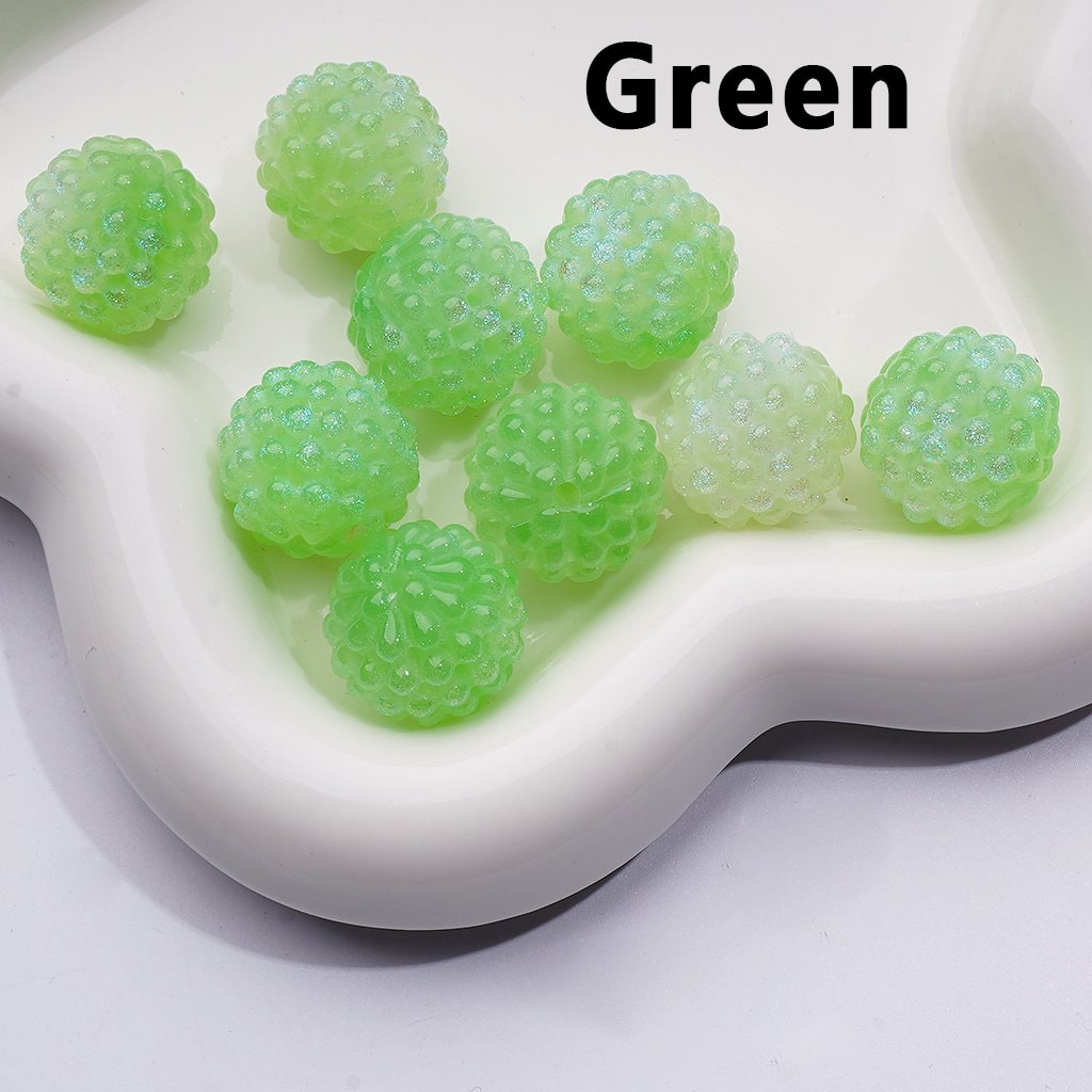 Vibrant Multi-Color Glitter Waxberry Resin Acrylic Beads with a Lustrous Shine, Around 18MM