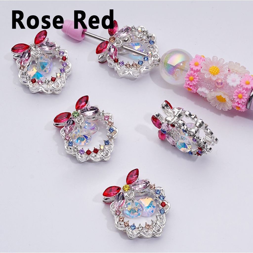 Sparkling Silver Alloy Garland Wreath – Bowknot Beads with Vibrant Rhinestone Pendants