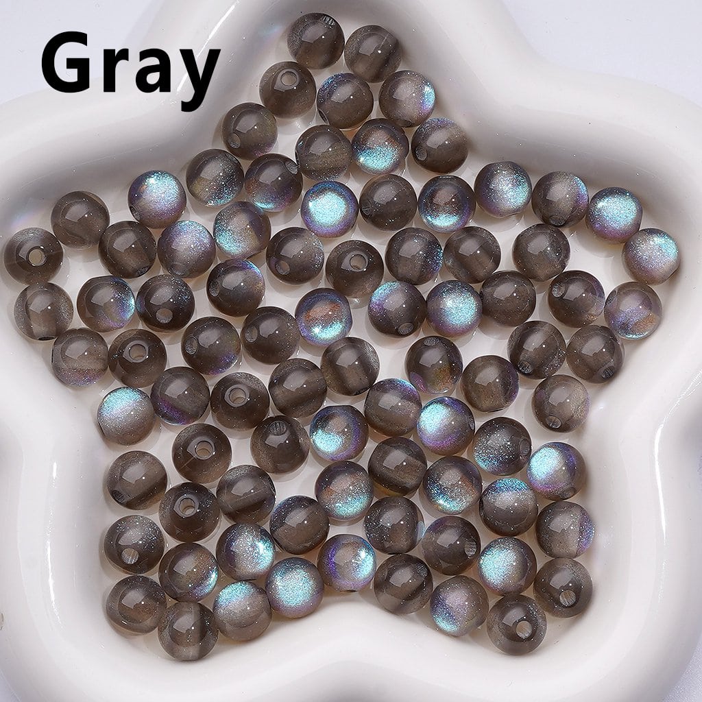 10MM Round Acrylic Beads – Mini Multi-Color Glitter Cat Eye Style