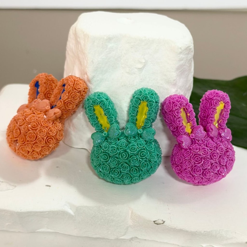 Cute Mini Bunny Rabbit Clay Beads with Colorful Flowers and Bowknots (Around 36*29MM) – Please Read the Description