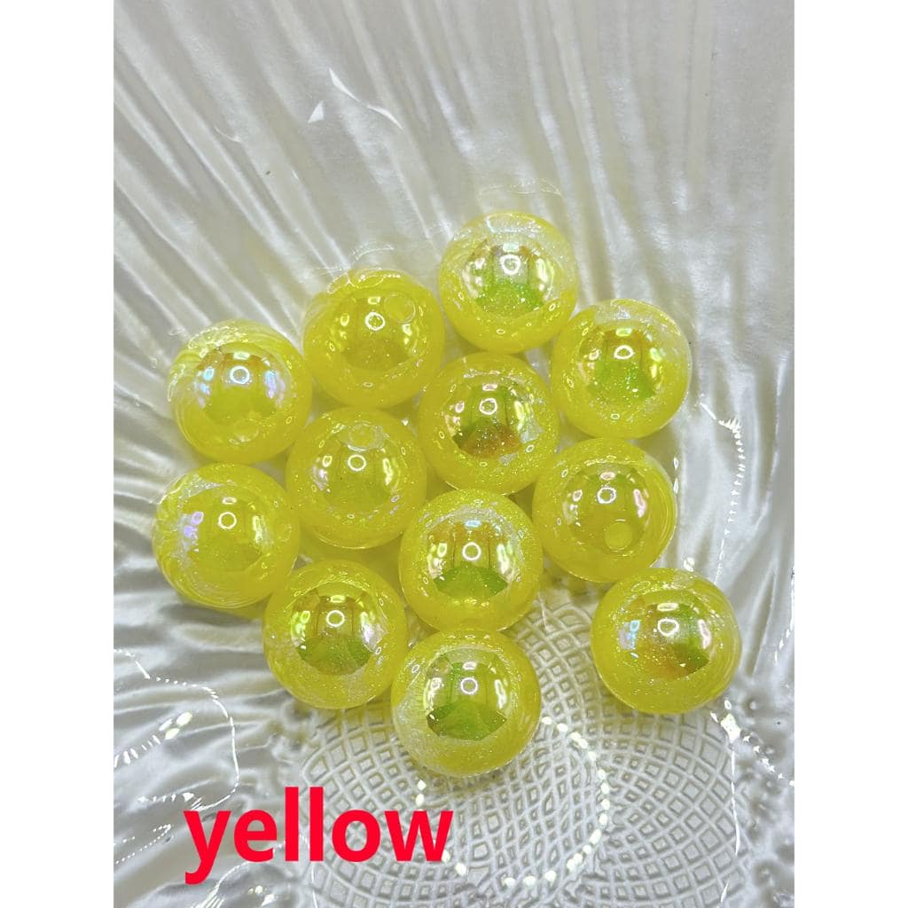 Glossy Acrylic Beads with Glitter Inside, Little UV Plating, 16mm FS