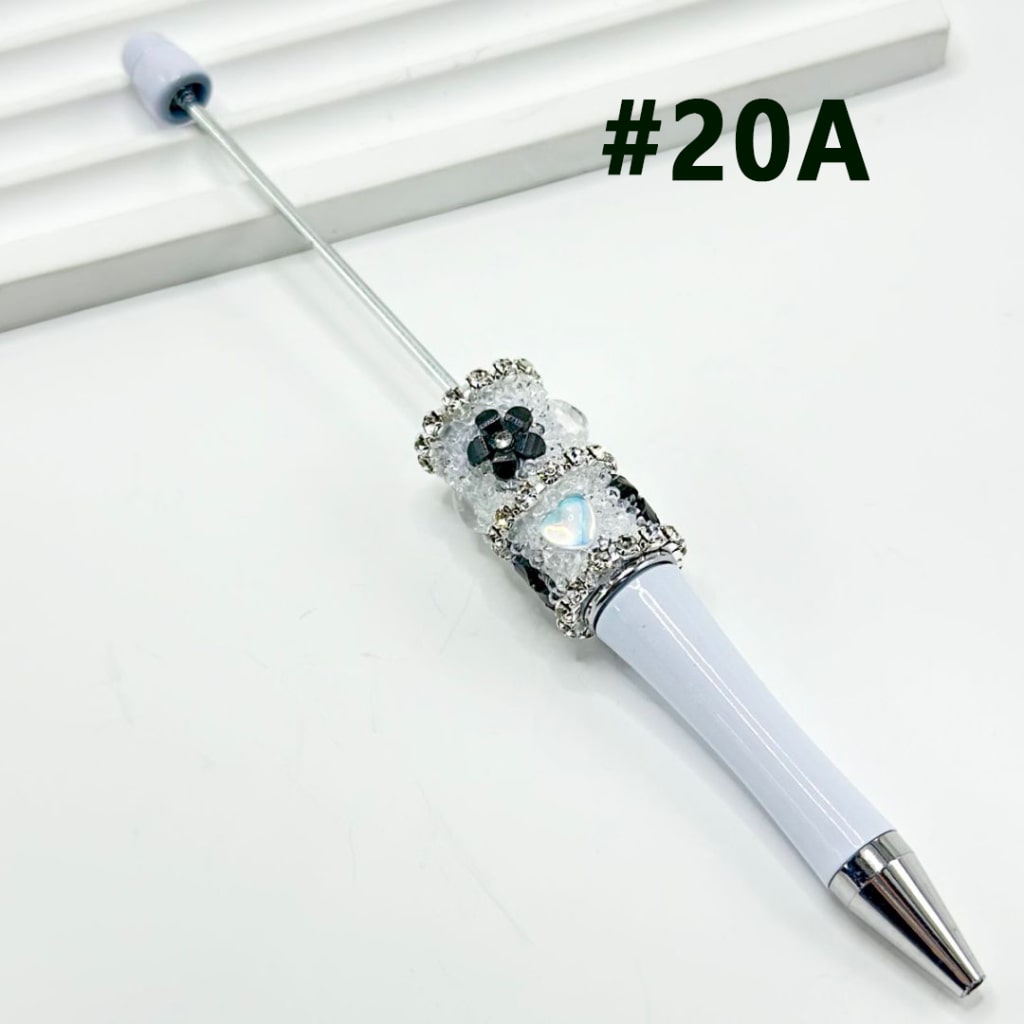 Clear Rhinestone with DIY Beadable Pen Chain Mini Cute Flowers Clear Hearts in Solid Color