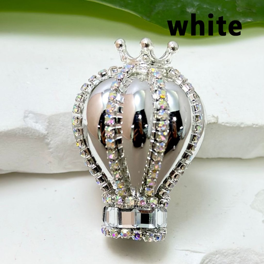 Hot Air Balloon Metallic Color Acrylic Beads with Silver Alloy Crown AB Rhinestones Chains, Around 36*25MM