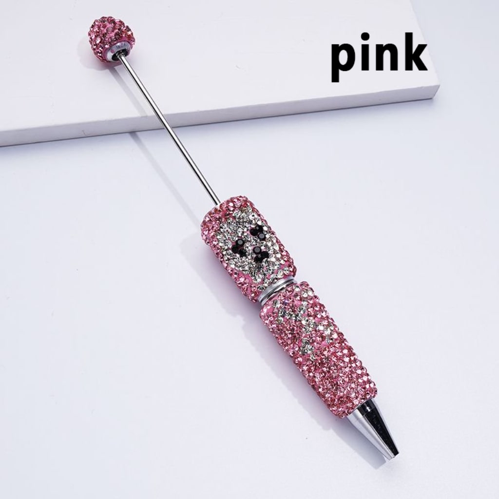 Skull Head Design Horror Skeleton Beadable Clay Pens with Colorful Rhinestones Covered the Entire Pen