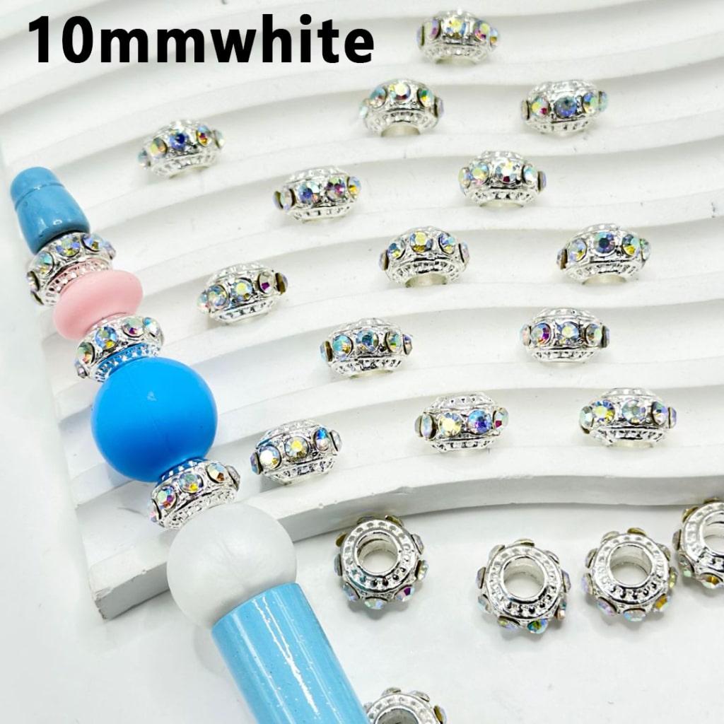 Bling Bling Large Hole AB Rhinestones Metal Wheel Abacus Spacer, 10MM