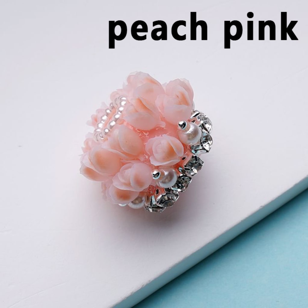 Cute Flowers Bling Bling Tulips Clear Rhinestones Chains White Pearls Round Acrylic Beads, Around 25*18MM