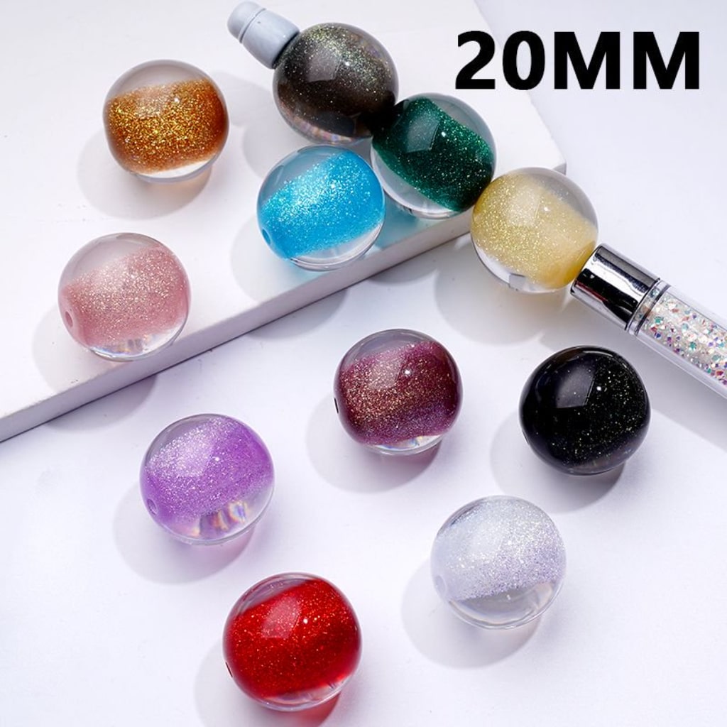 Glitter Galaxy Bling Bling Half Sugar Core Colorful Round Acrylic Beads, 20MM