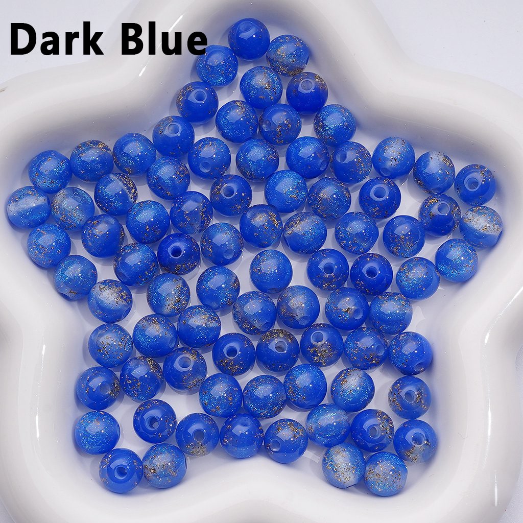 10MM Round Acrylic Beads – Mini Multi-Color Glitter with Gold Foil Paper Inside