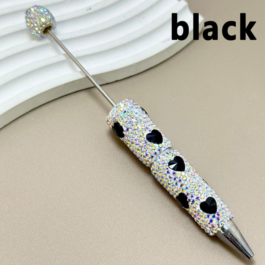 Colorful Heart Rhinestones and Mini AB Rhinestones Beadable Clay Pens Covering the Entire Pen"