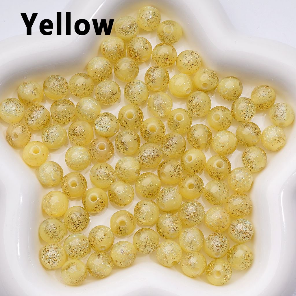 10MM Round Acrylic Beads – Mini Multi-Color Glitter with Gold Foil Paper Inside