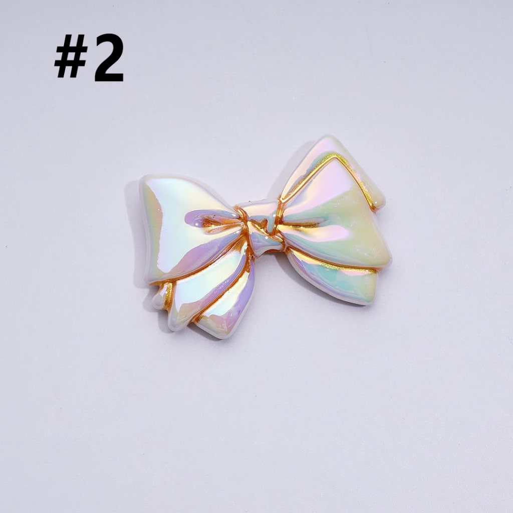 Dazzling Colorful Bowknot Acrylic Beads with UV Coating, Around 43*40*7MM
