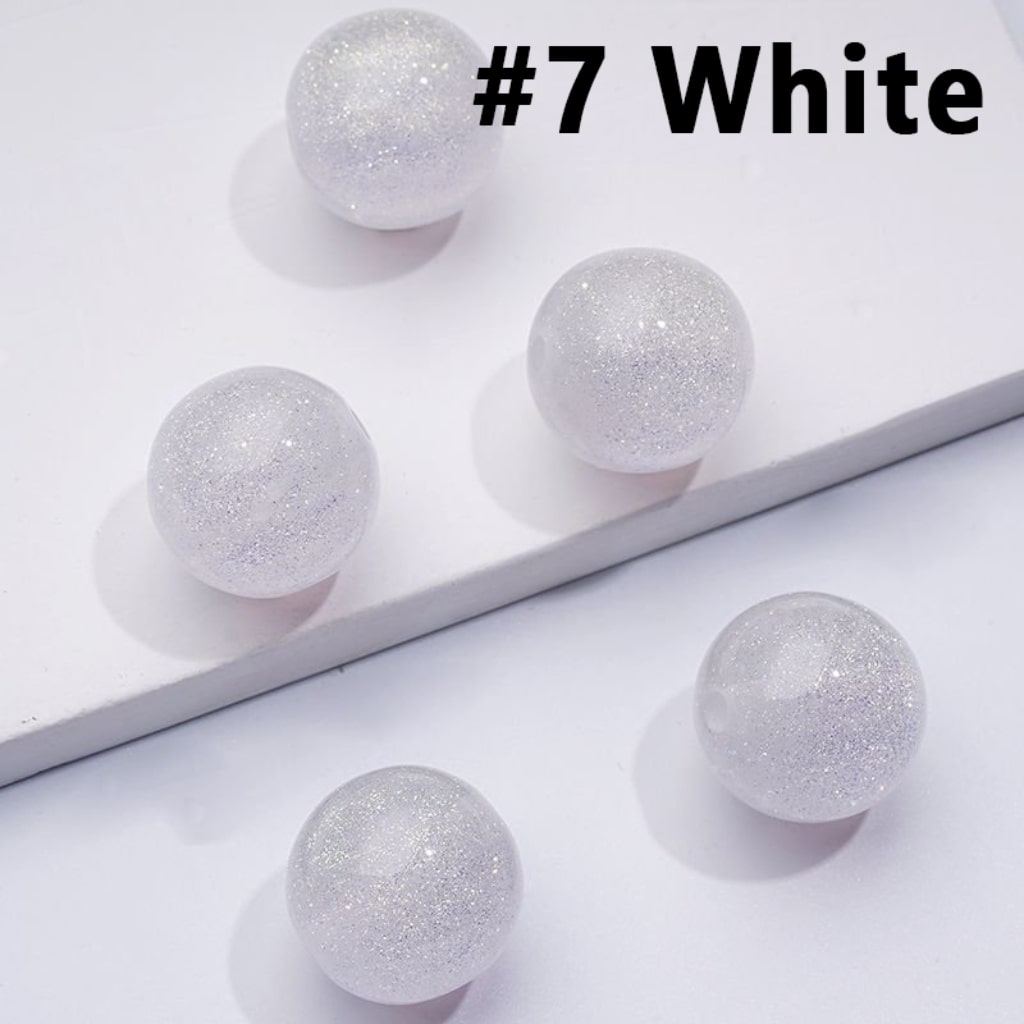 Glitter Shiny Glossy Colorful Round Acrylic Beads, 12MM