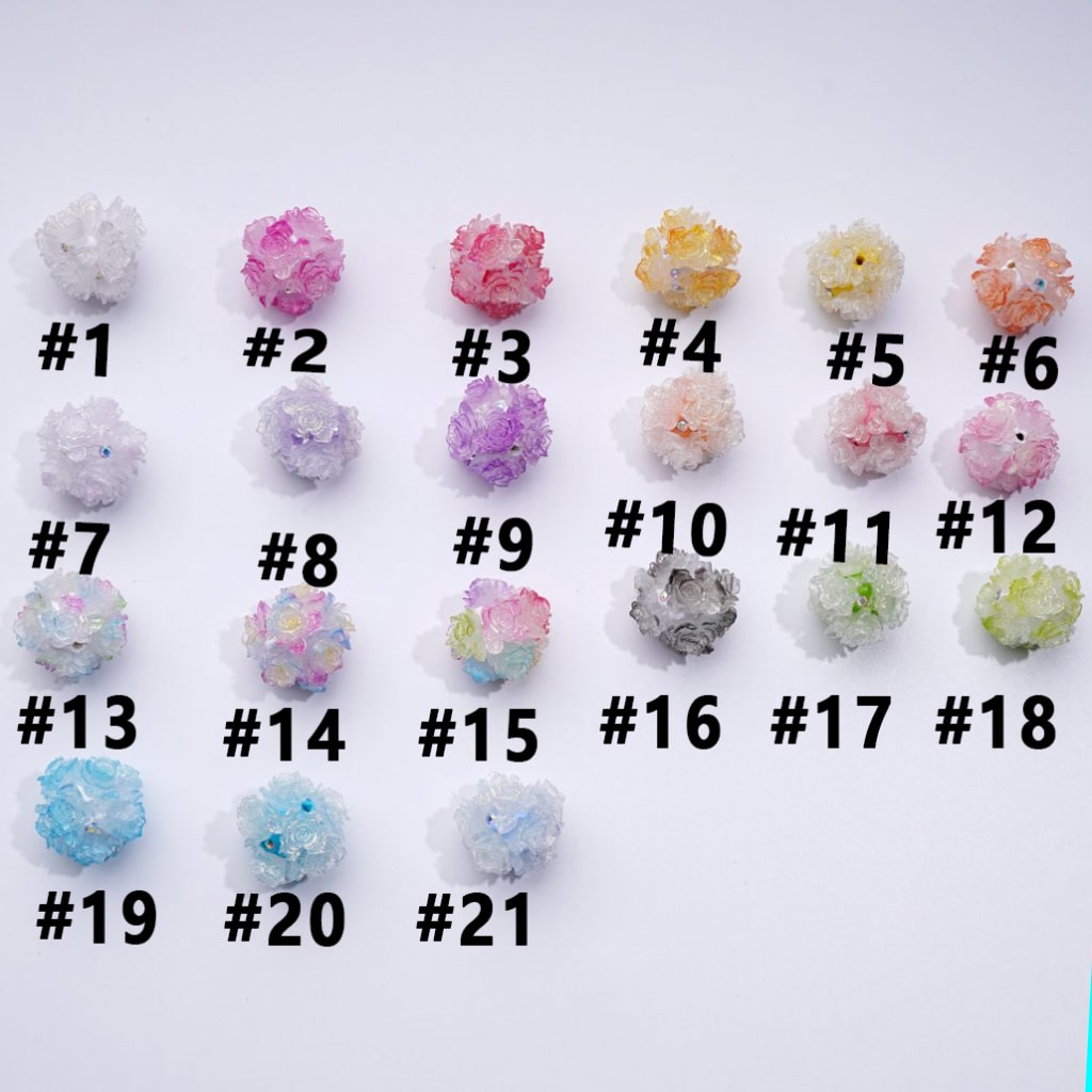 Color Changing Cute Glitter Flower Clay Beads with AB Rhinestones, Round Shape, Approx. 24MM, Random Mix