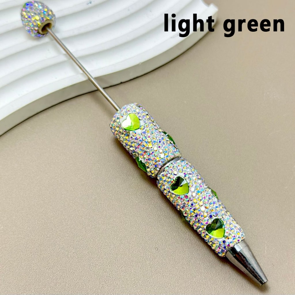 Colorful Heart Rhinestones and Mini AB Rhinestones Beadable Clay Pens Covering the Entire Pen"