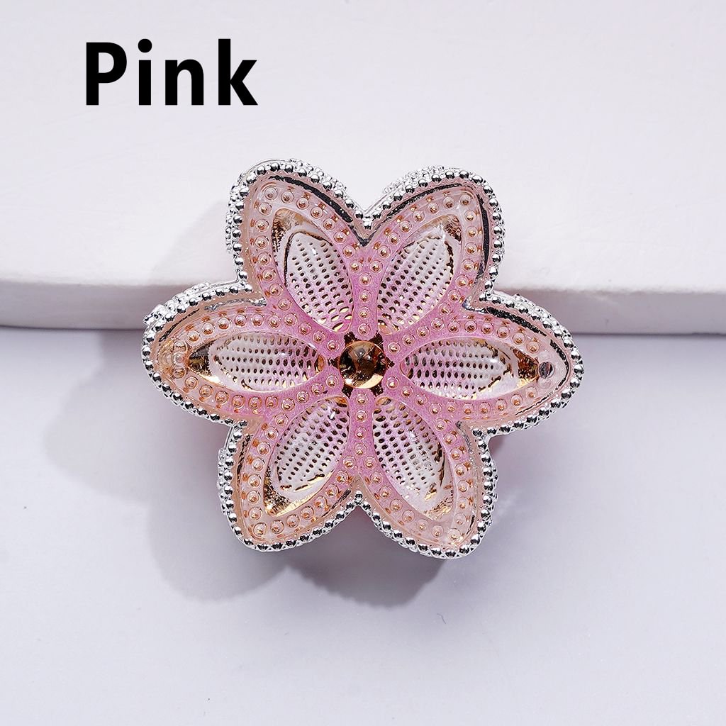 Sparkling Silver Hexapetalous Alloy Flower Beads with Vibrant Rhinestones – Approx. 32MM