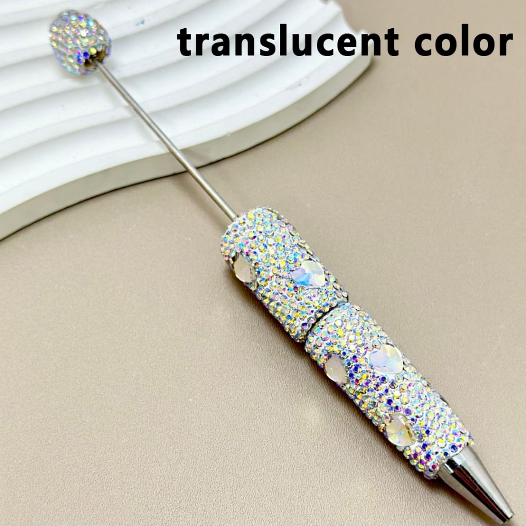 Colorful Heart Rhinestones and Mini AB Rhinestones Beadable Clay Pens Covering the Entire Pen"