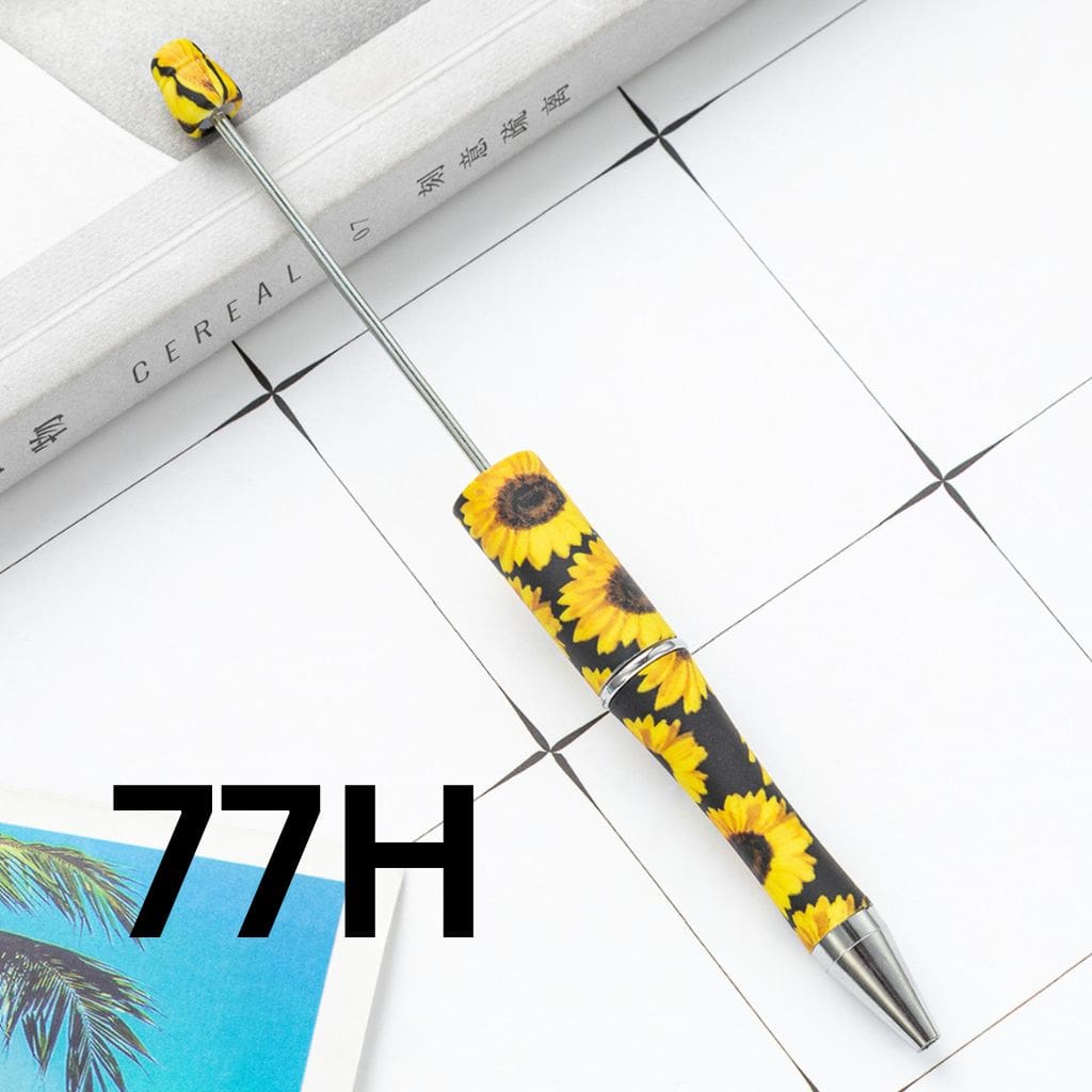 Sunflowers Black Floral Printed Beadable Pens Number 77H