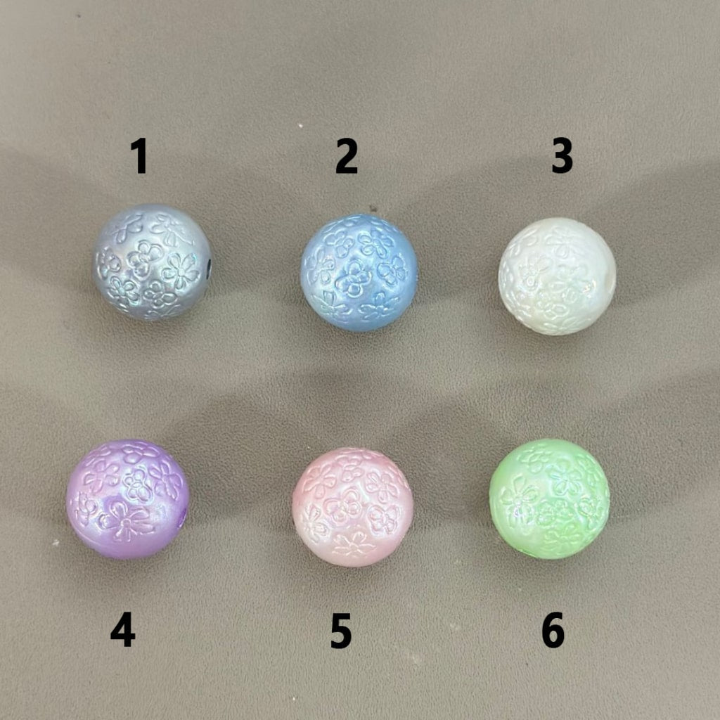 Mini Cute Flowers Shiny Colorful Round Acrylic Beads, 16MM, Please Read the Description