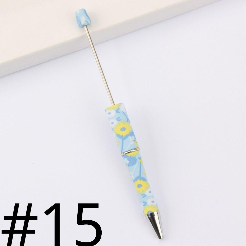 Sunflower with Sky Blue Floral Printed Beadable Pens Number 15