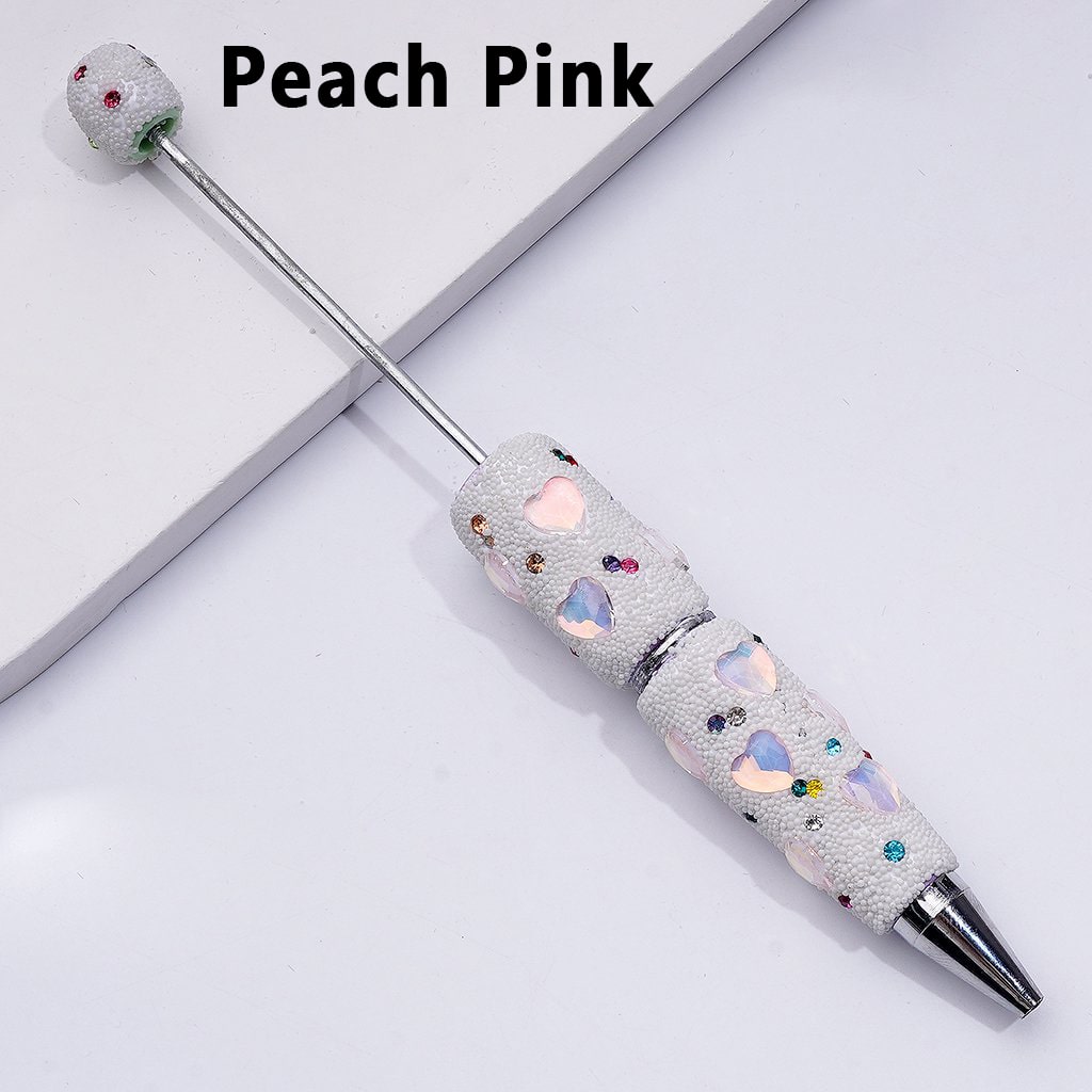 Vibrant Beadable Heart Pen – Jelly Colors with Sparkling Rhinestones & Mini Snow Balls
