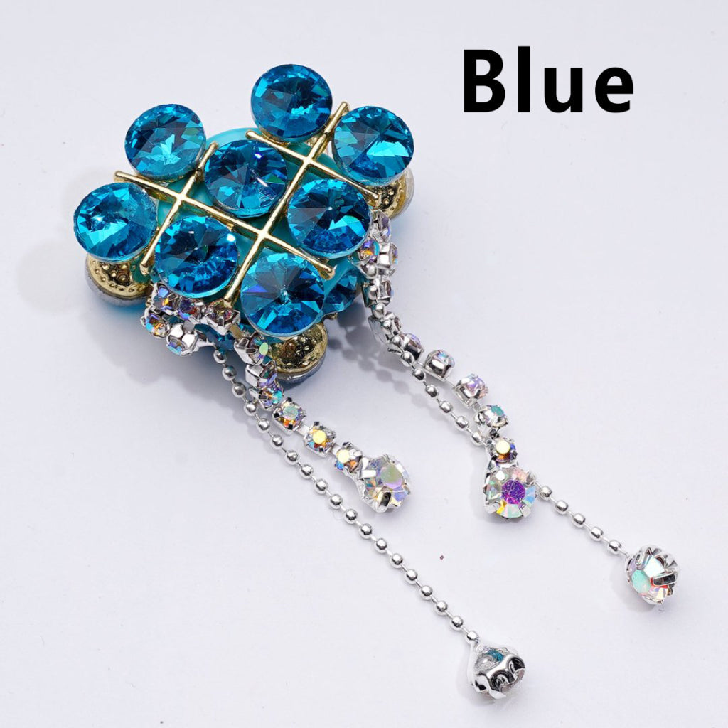 Gold Alloy Heart Fancy Exquisite with Shiny Rhinestones Chains Pendants Glitter Flowers and Decorative Clay Beads Around 34*28*18MM
