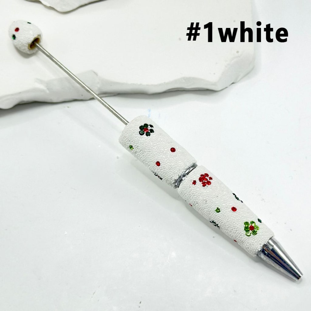 Clay Beadable Pens with Mini Cute Flowers Rhinestones Covered the Entire Pen