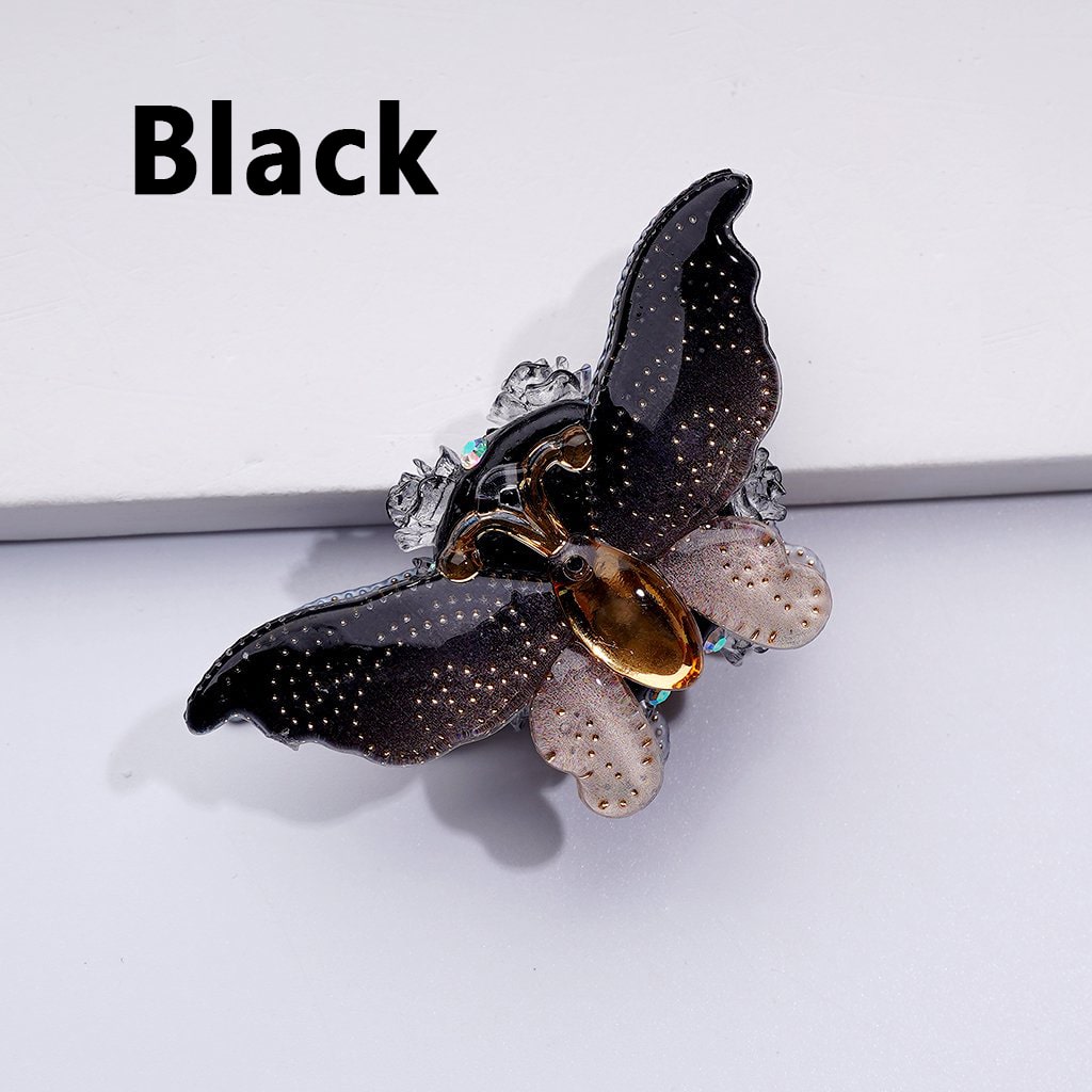 Vibrant Butterfly Clay Beads with AB Crystals and Tiny Clear Floral Accents, Approx. 50x27MM